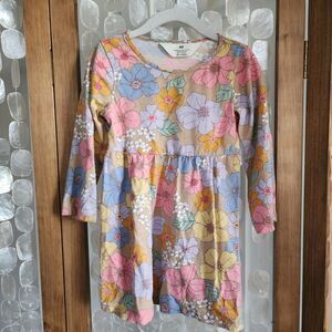 H&M Cotton Jersey Boho Floral Girls Dress 3-4T Play Dress Flowerchild Hippie